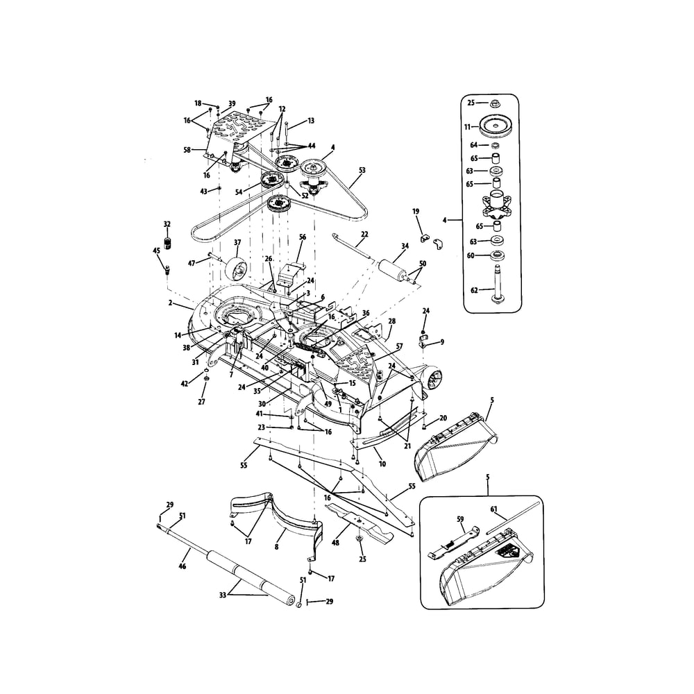 54" Mower Deck Diagram and Parts List for RZTSERIES  Cub Cadet Lawn Tractor